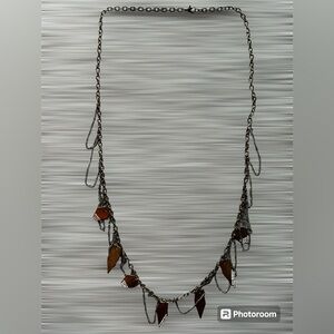 Bronze chain and rhinestone shard necklace